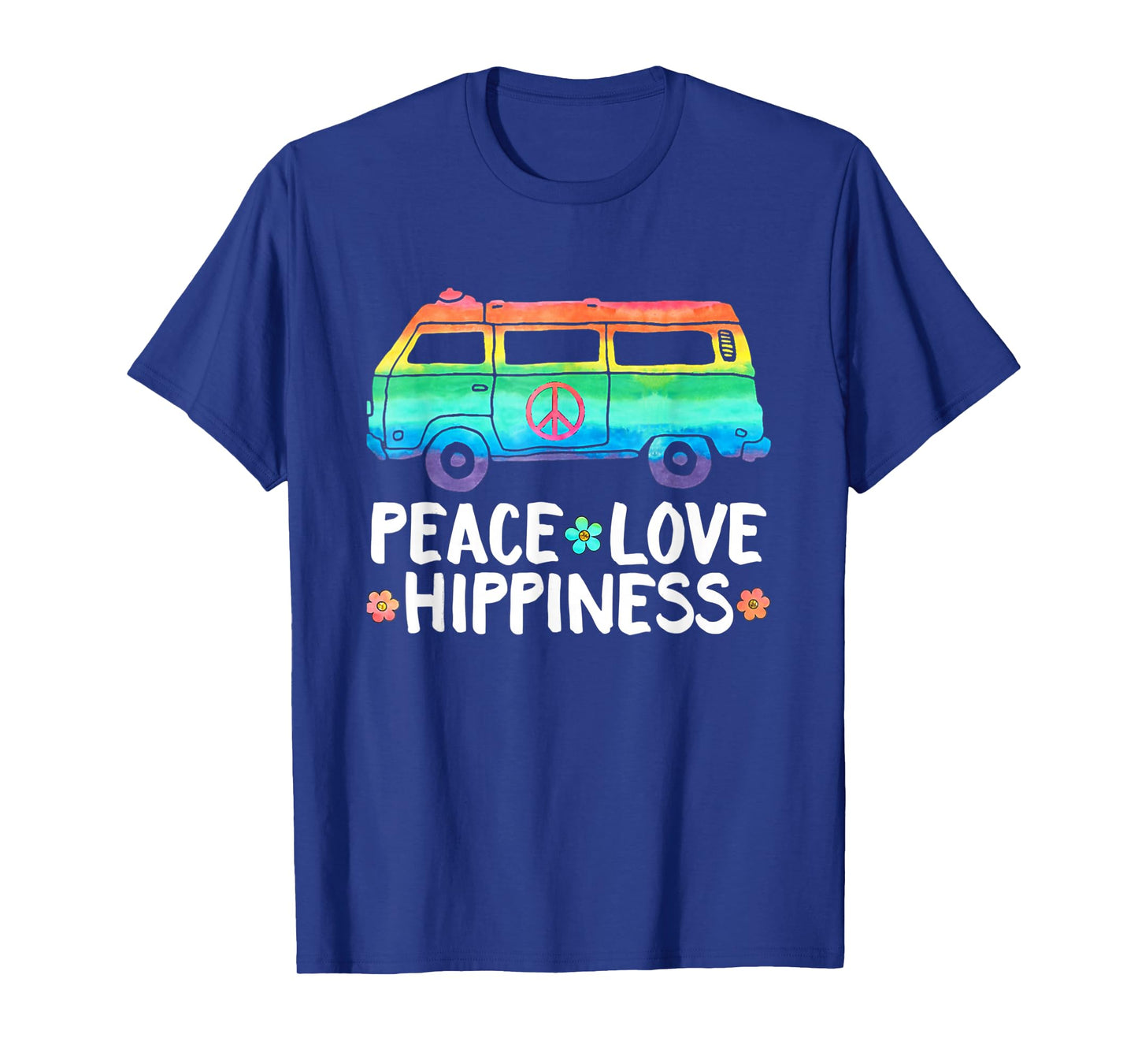 Peace Love Hippiness Rainbow Peace Symbol Flowers T-Shirt
