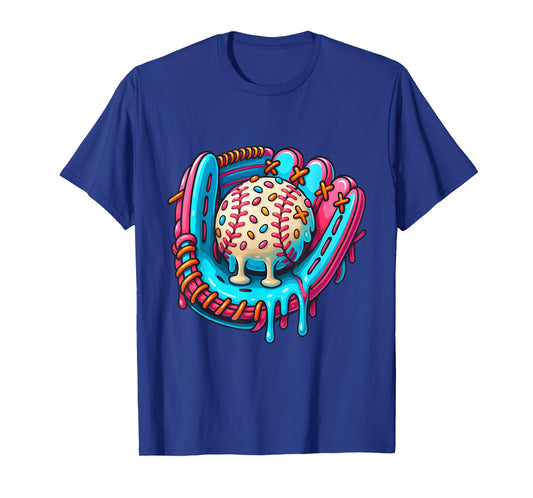 Cool Dripping Baseball Art Melting Sports Illustration Candy T-Shirt