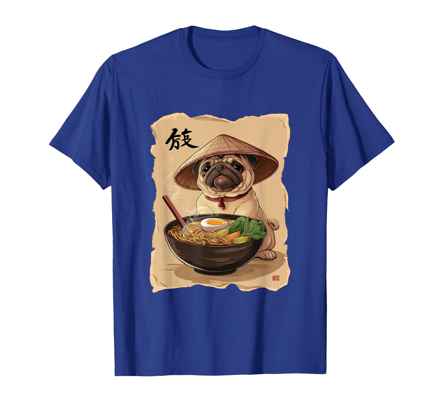 Men Woman Kawaii Eating Ramen Japanese Pug T-Shirt
