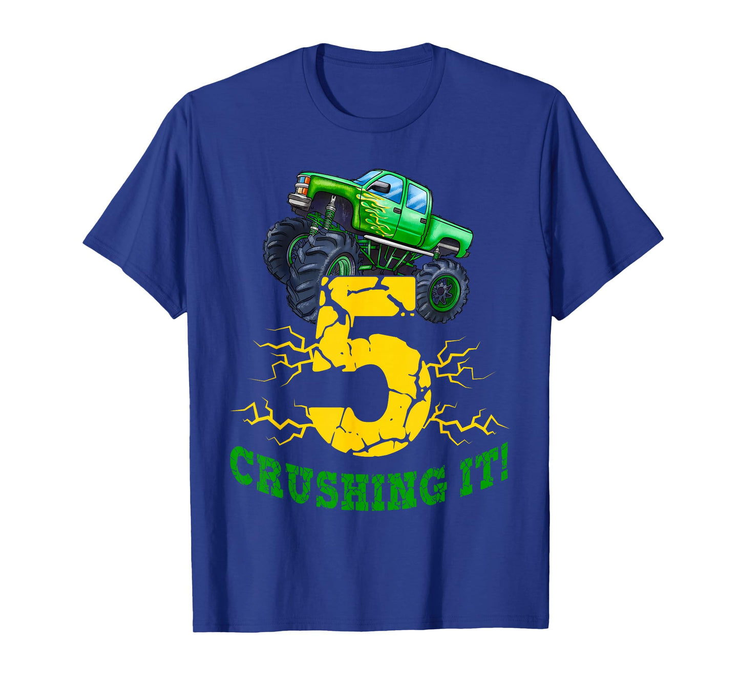 5 Years Old Boys Crushing It Monster Truck 5th Birthday Boy T-Shirt
