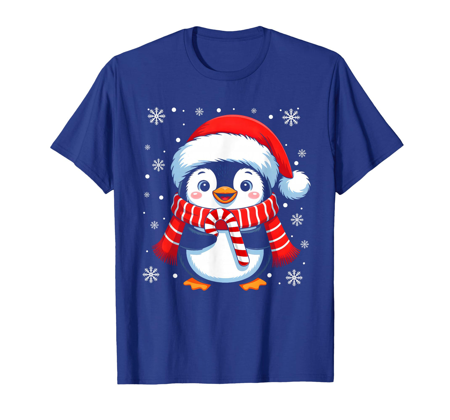 Cute Penguin Candy Cane Christmas Santa Hat Xmas Pajamas T-Shirt
