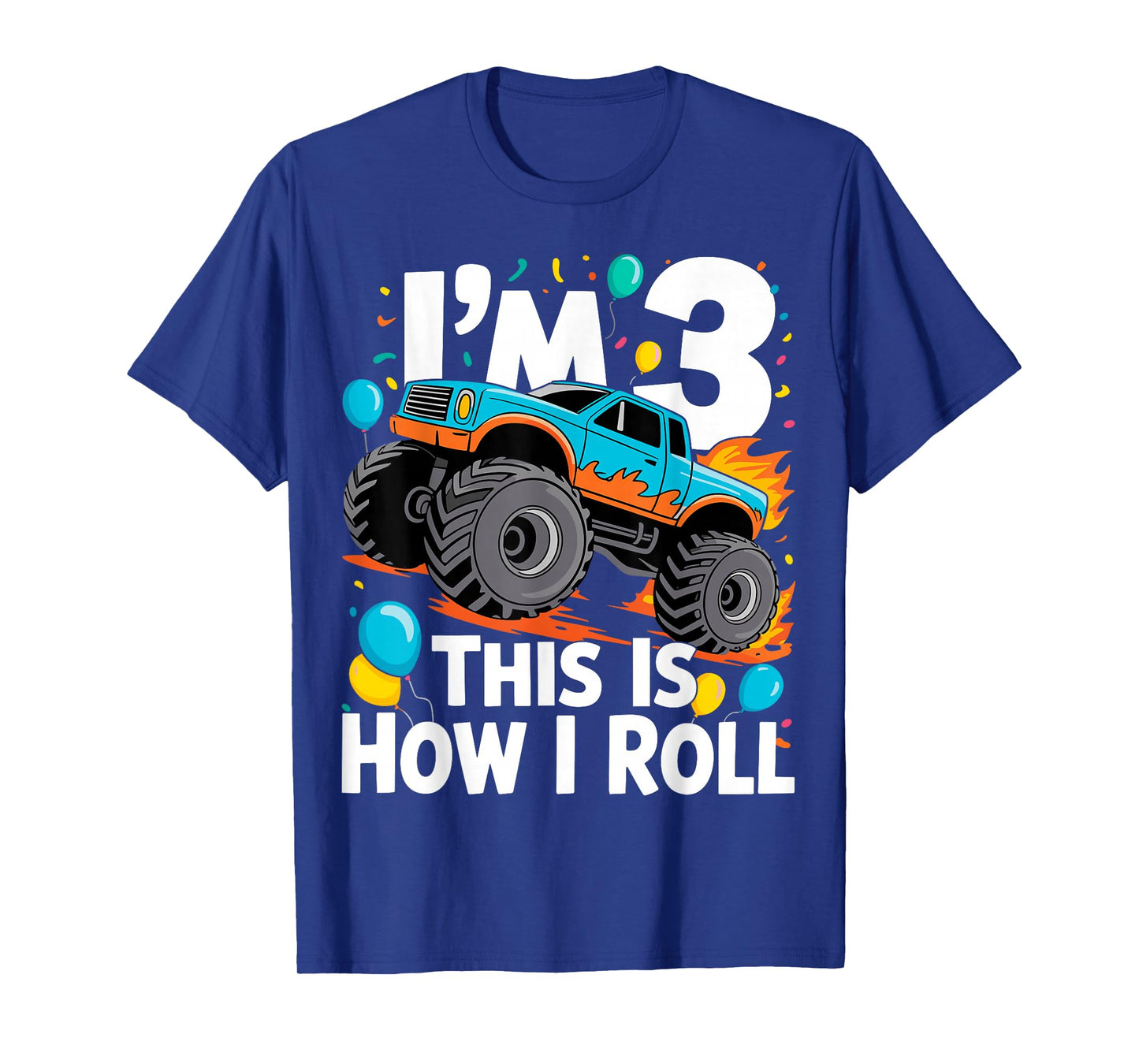 3 Year Old Monster Truck 3rd Birthday Boy Monster Truck T-Shirt