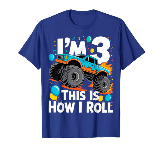 3 Year Old Monster Truck 3rd Birthday Boy Monster Truck T-Shirt