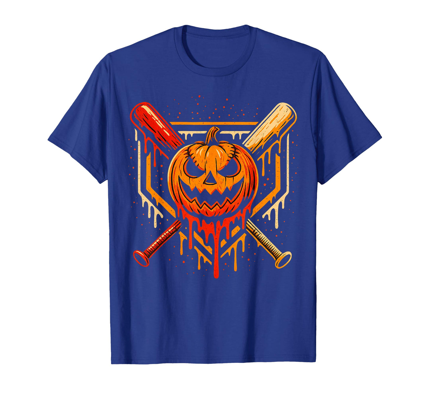Pumpkin Halloween Baseball Ice Cream Drip Spooky Boys Youth T-Shirt