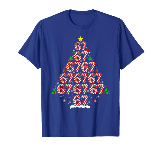67 Matching Six Seven 6 7 Meme Candy Cane Christmas Tree T-Shirt