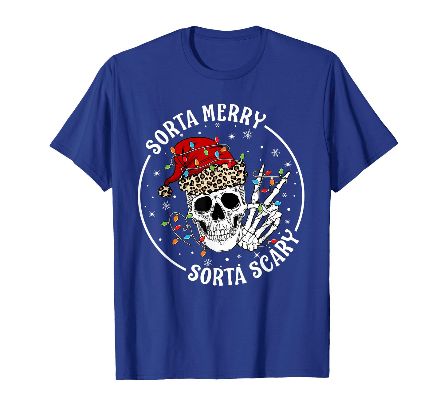 Funny Christmas Sorta Merry Sorta Scary Skeleton Peace Hand T-Shirt