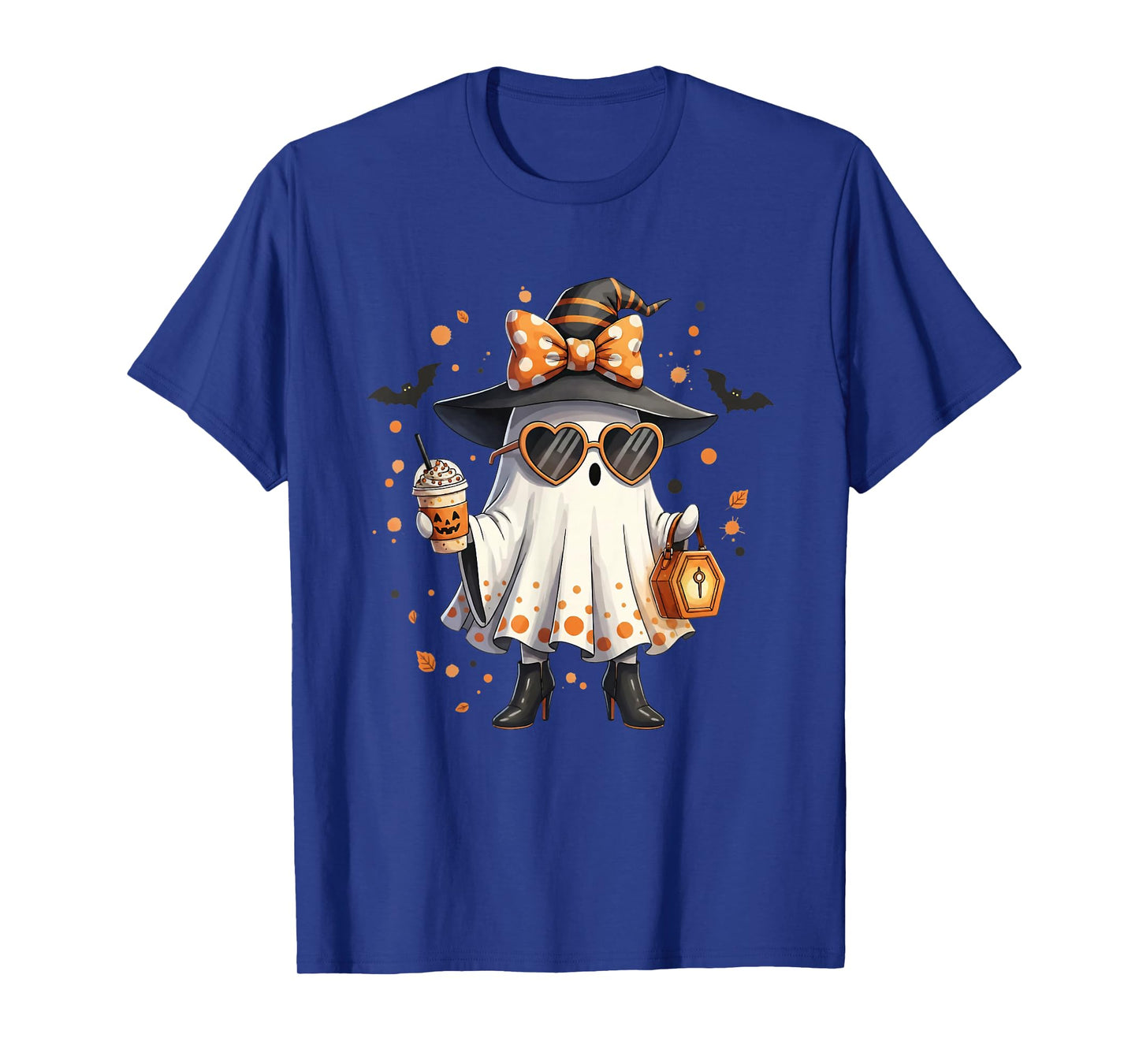 Cute Boujee Ghost Witch Hat Bow Halloween Coffee Fall Autumn T-Shirt