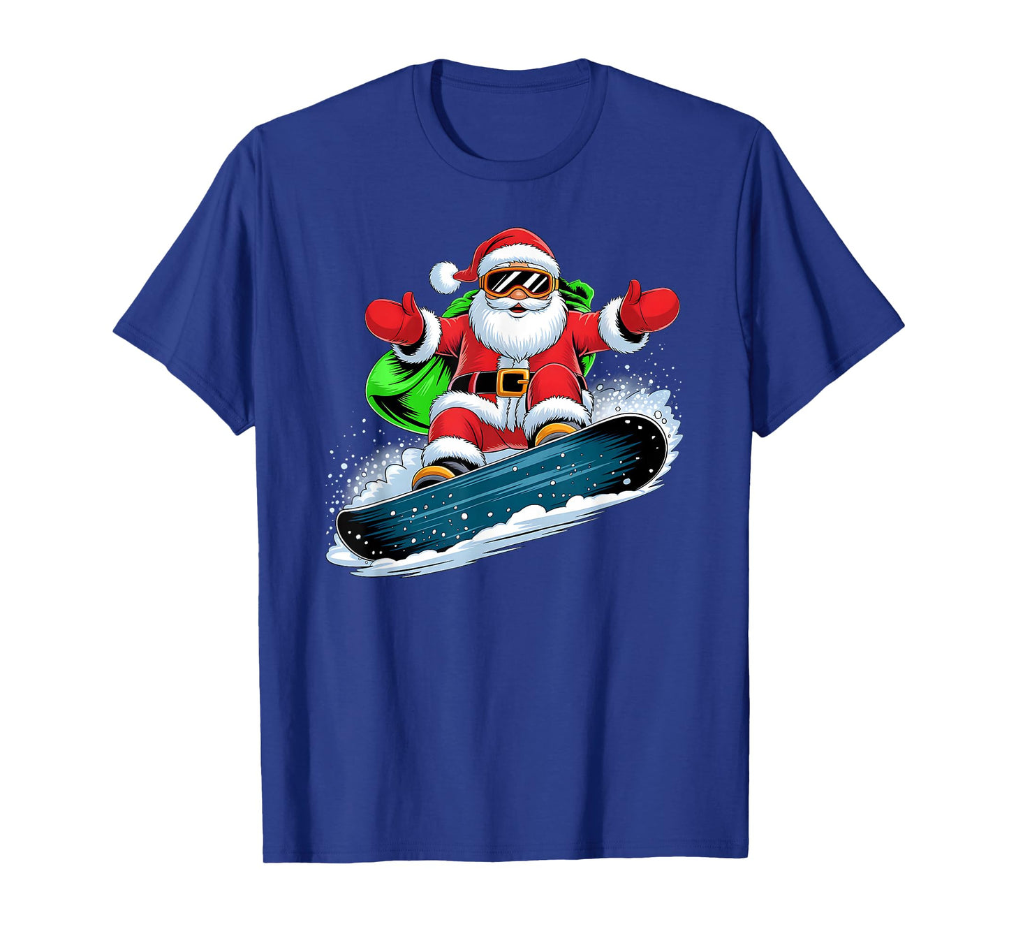 Santa Snowboarding Christmas for Boys Kids Xmas Pajamas T-Shirt