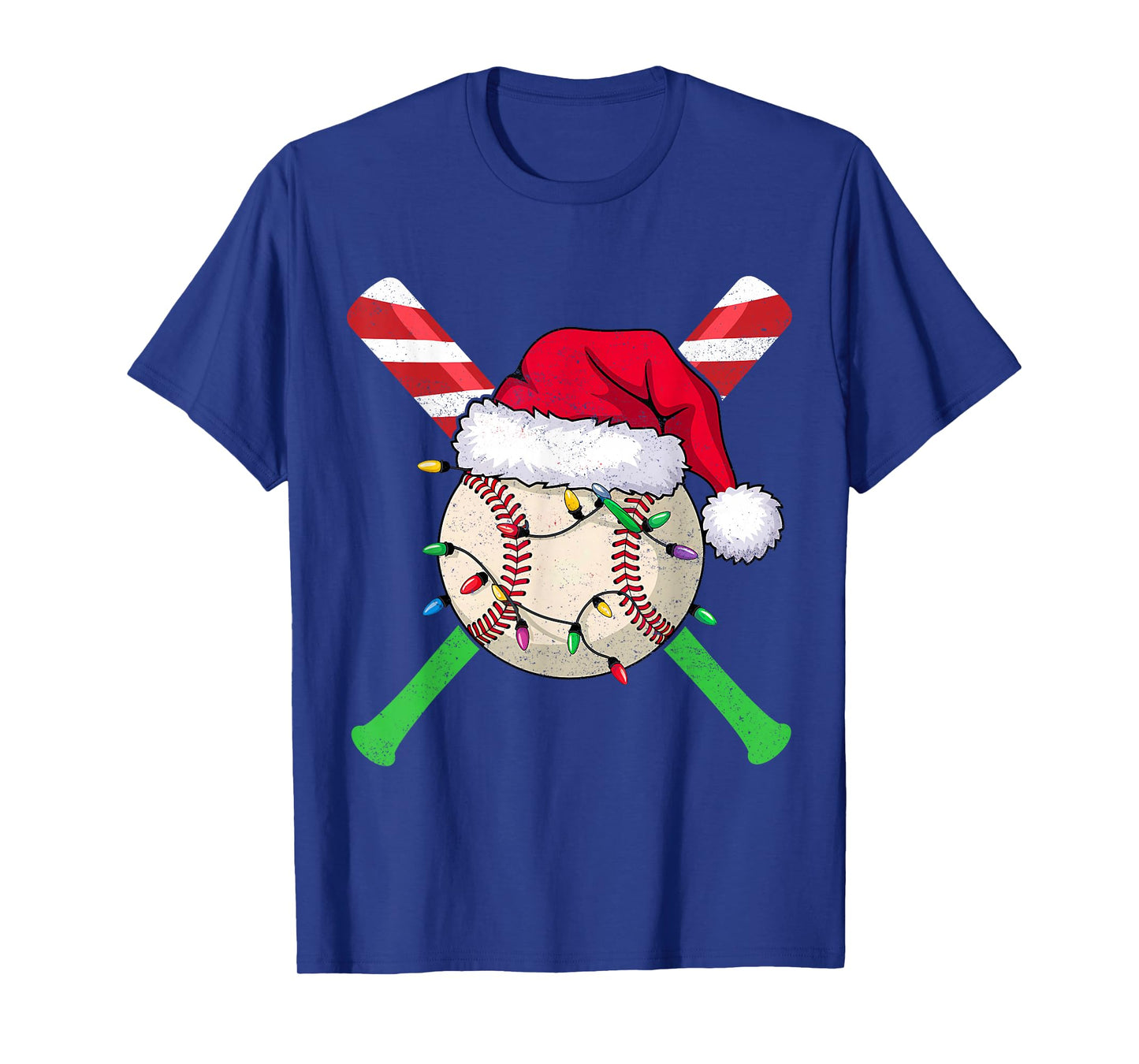 Funny Baseball Christmas Lights Candy Cane Bat Xmas Gifts T-Shirt