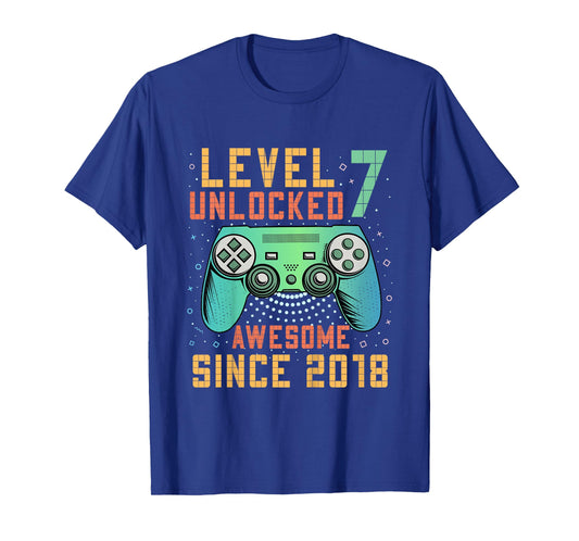 Kids Level 7 Unlocked 7th Birthday 7 Year Old Boy Gifts Gaming T-Shirt