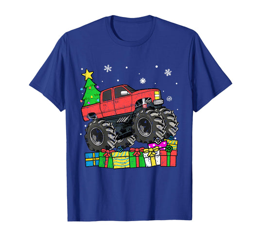 Kids Boys Christmas Monster Truck Kids Merry Christmas Toddler T-Shirt