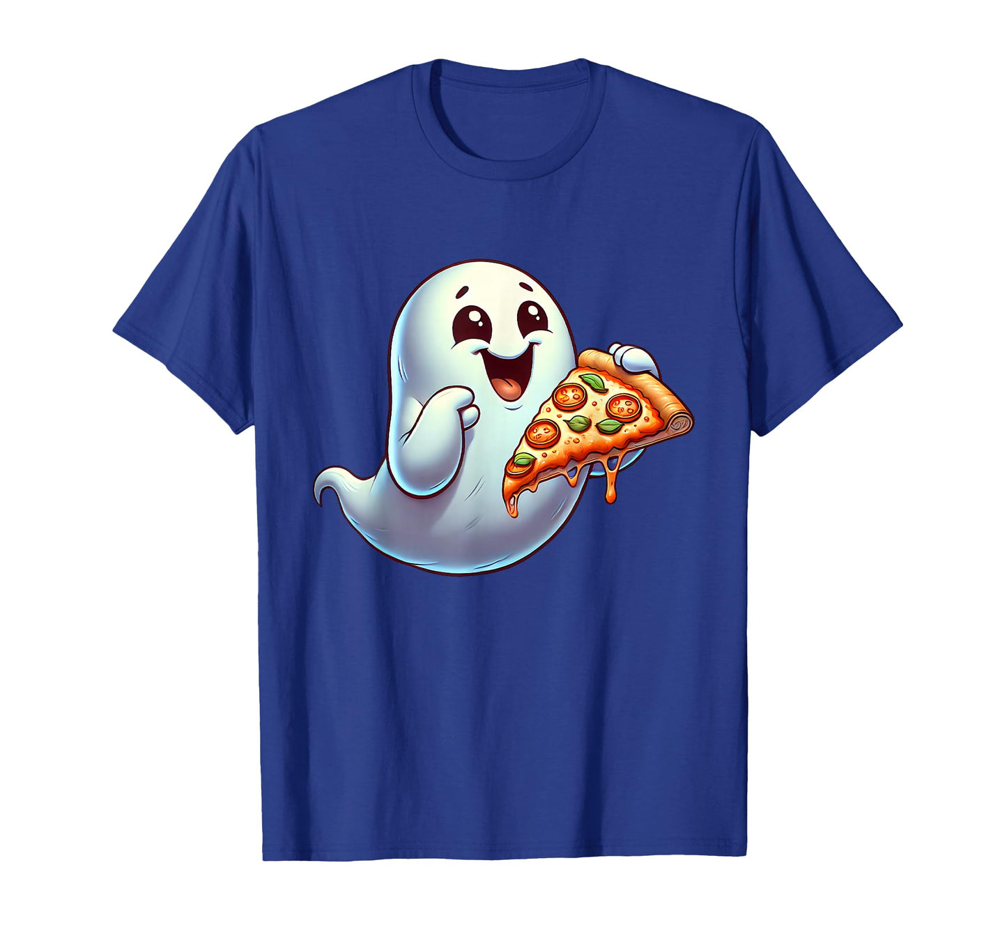 Ghost Eating Pizza Halloween Men Women Kids T-Shirt