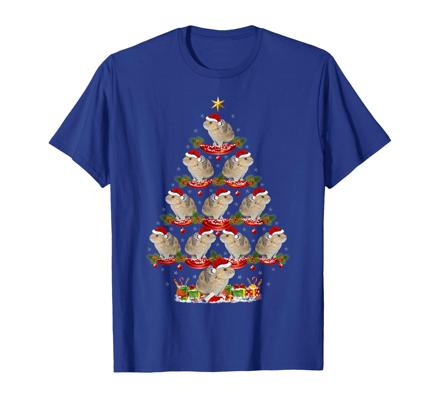 Pika Lover Xmas Holiday Santa Pika Christmas Tree T-Shirt