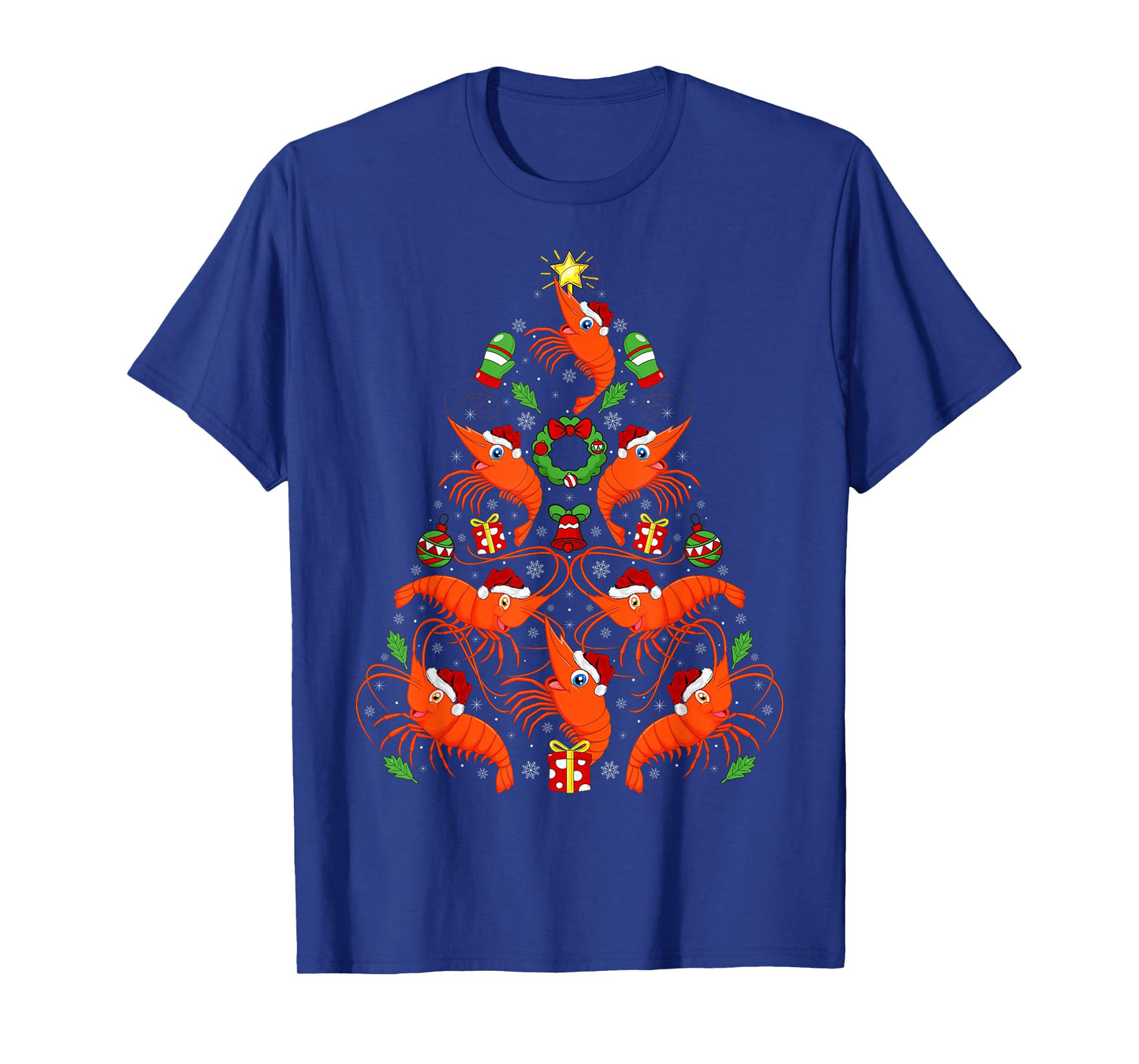 Shrimp Christmas Tree Lights Funny Sea Animals Fish Xmas T-Shirt