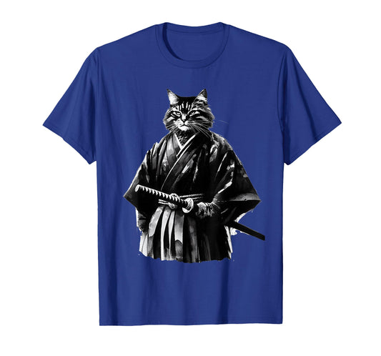 Samurai Cat Vintage Ukiyo-e Warrior Art Graphic Cat Art T-Shirt