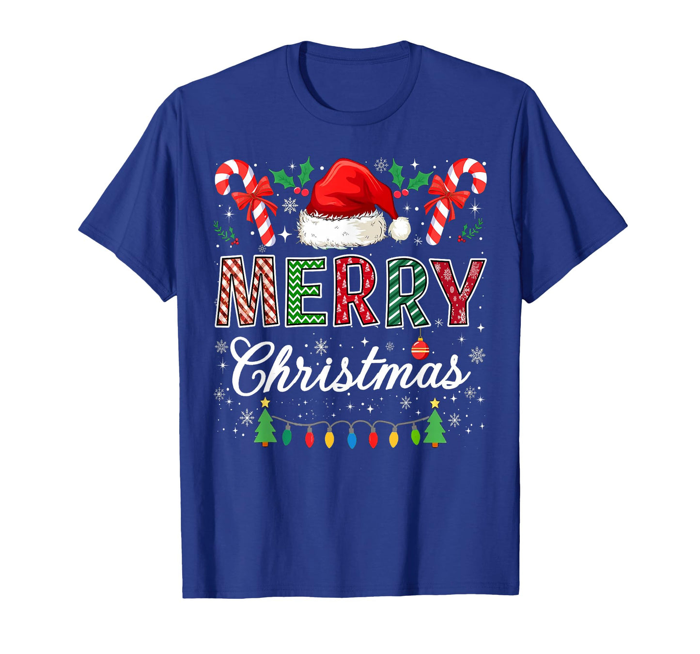 Merry Christmas Xmas Lights Matching Family Men Women Kids T-Shirt