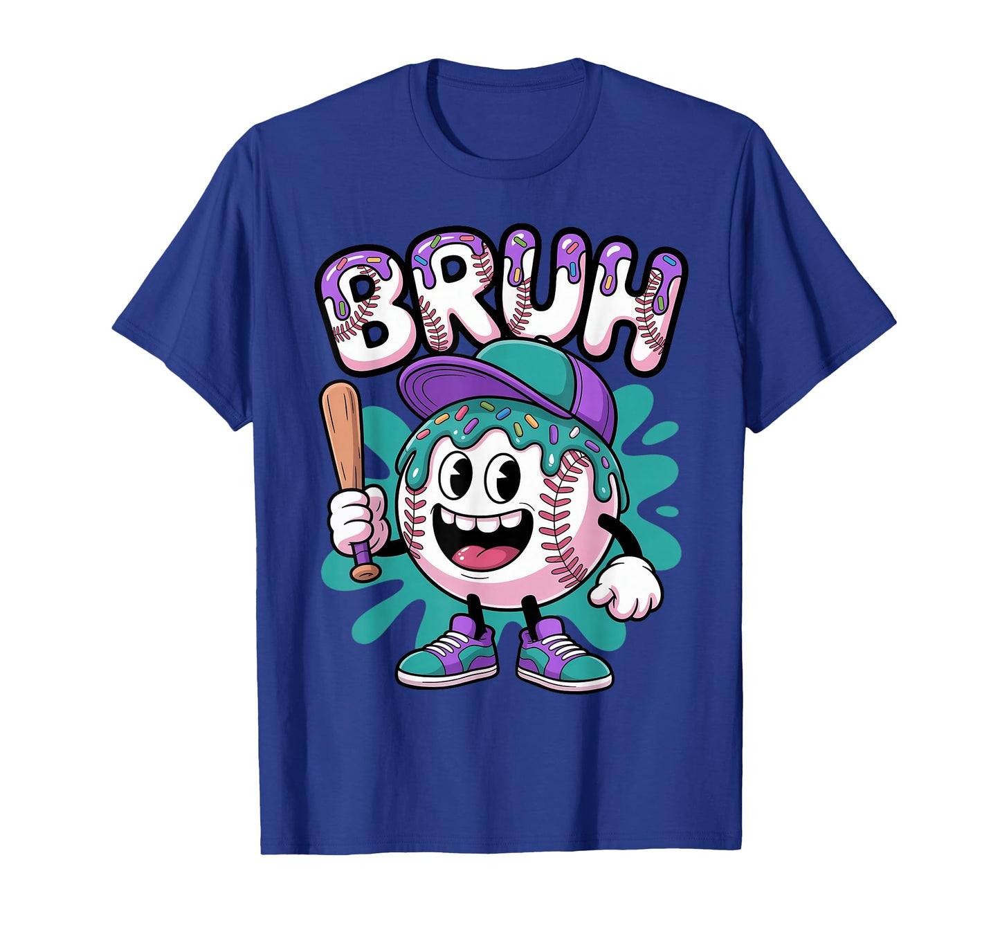 Funny Bruh Baseball Drip Ice Cream Dripping Baseball Boys T-Shirt