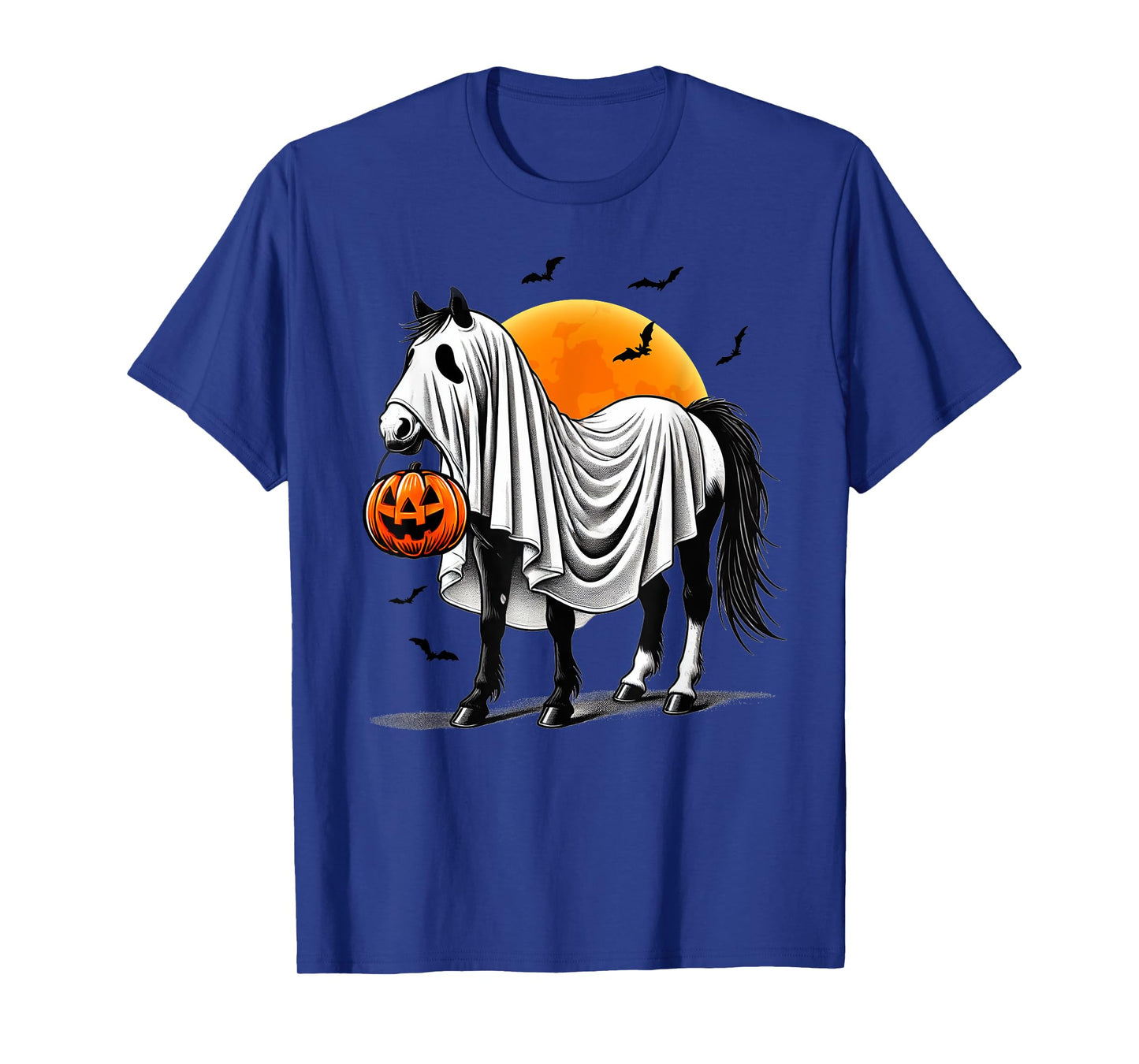 Funny Horse With Jackolantern Ghost Halloween Rider Riding T-Shirt