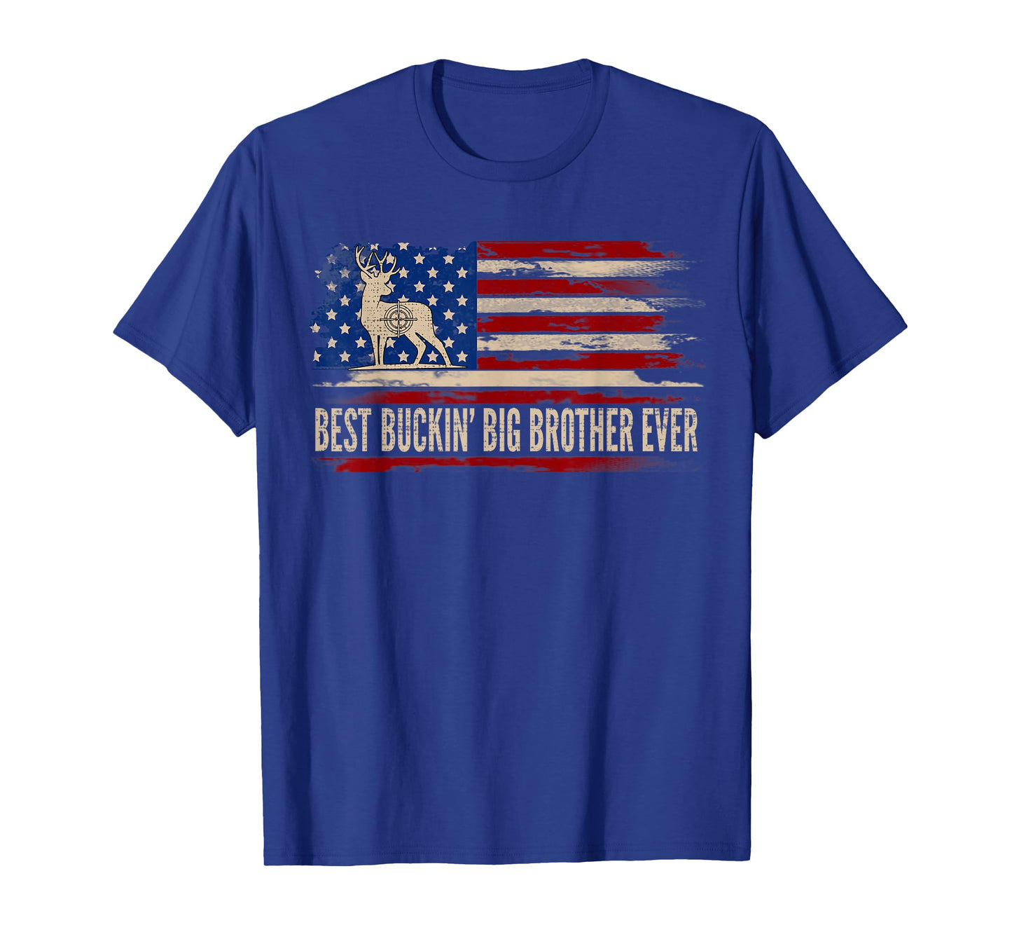 Best Buckin' Big Brother Ever American USA Flag Deer Hunting T-Shirt
