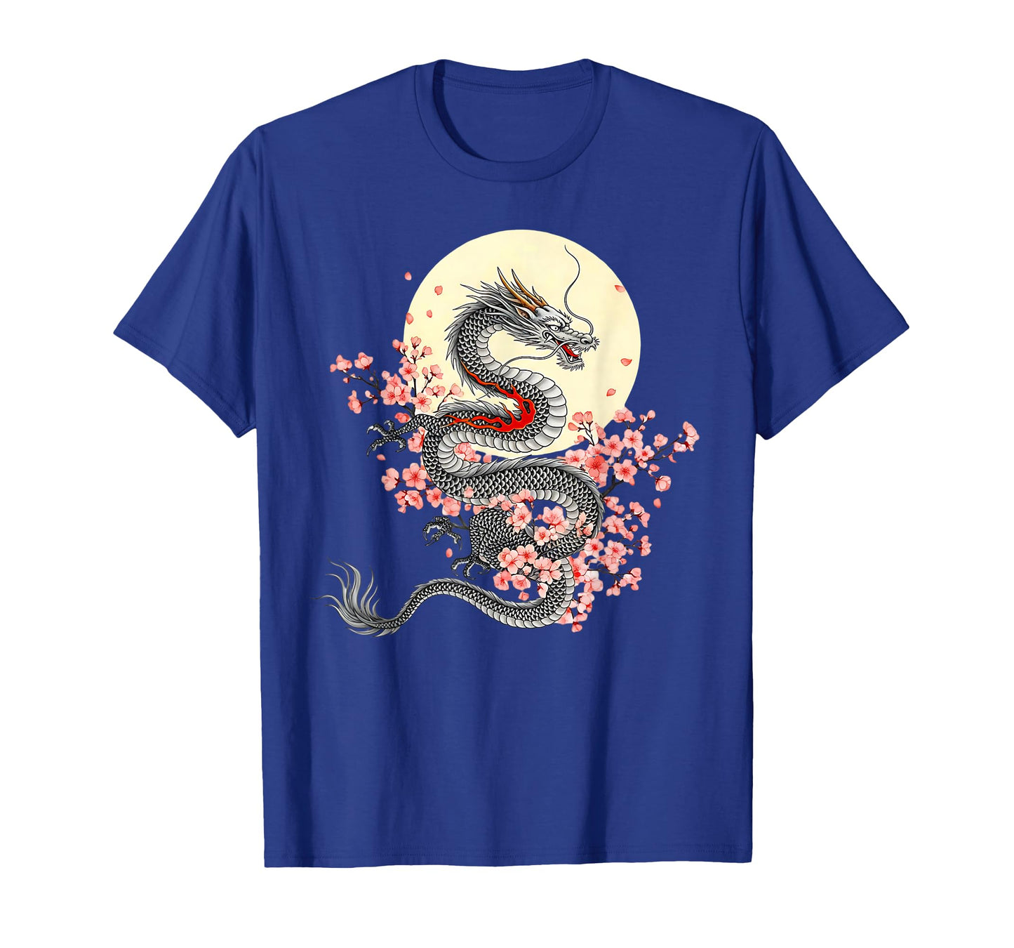 Japanese Dragon Sakura Moon Asian Cherry Blossoms Dragon T-Shirt