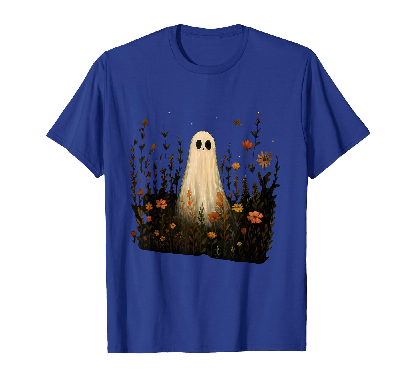 Ghost on a Flower Meadow Halloween Fall Design T-Shirt