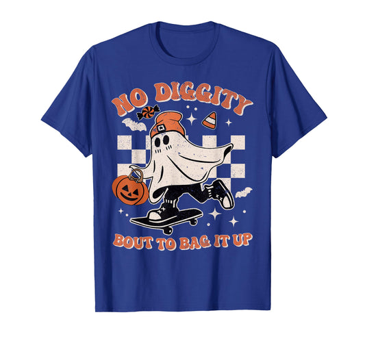 Halloween Ghost No Diggity Bout to Bag It Up Toddler Boy Kid T-Shirt