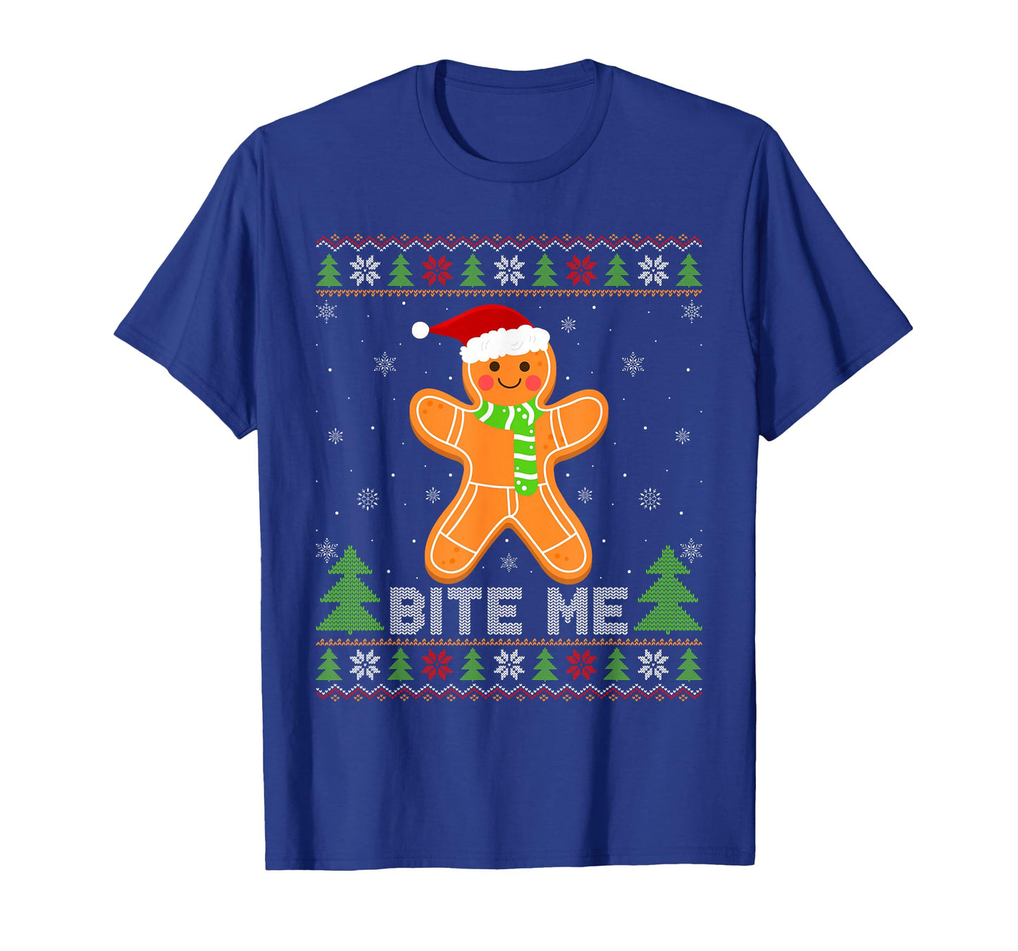 Bite Me Funny Gingerbread Cookie Ugly Christmas Sweater Xmas T-Shirt