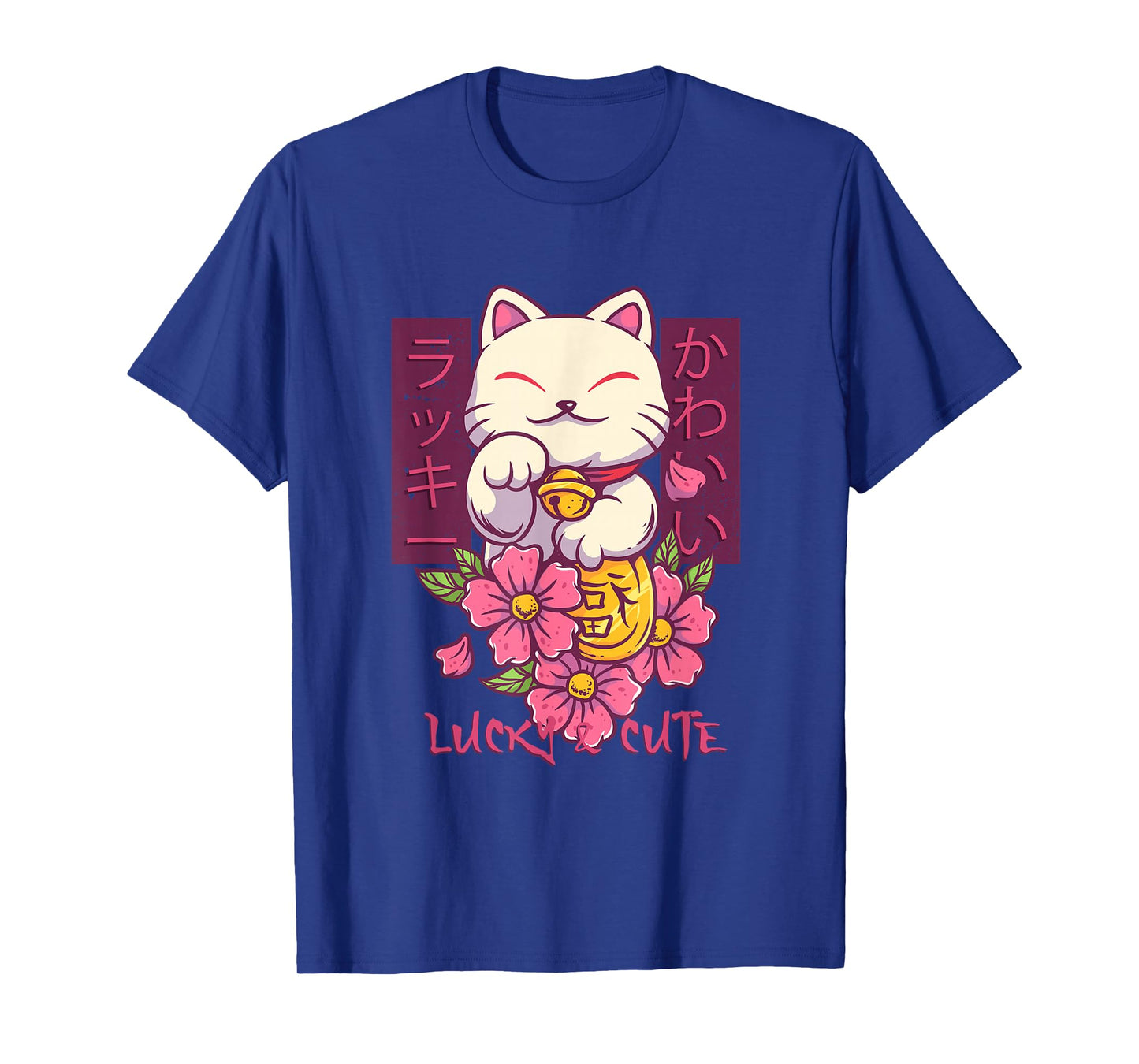 Lucky and Cute Japanese Lucky Cat Maneki Neko Good Luck Cat T-Shirt