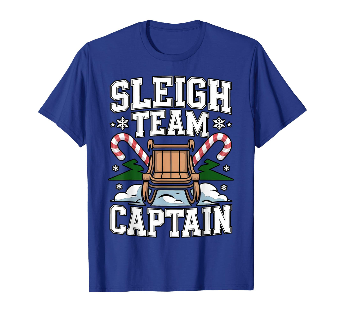 Sleigh Team Captain Christmas Candy Cane Crew Lights Funny T-Shirt
