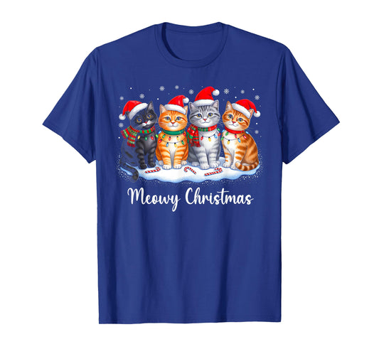 Meowy Christmas Funny Christmas Kitten Cat Lover Xmas Pajama T-Shirt