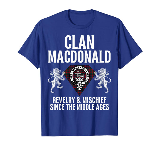 MacDonald Clan Scottish Name Coat Of Arms Tartan Family T-Shirt