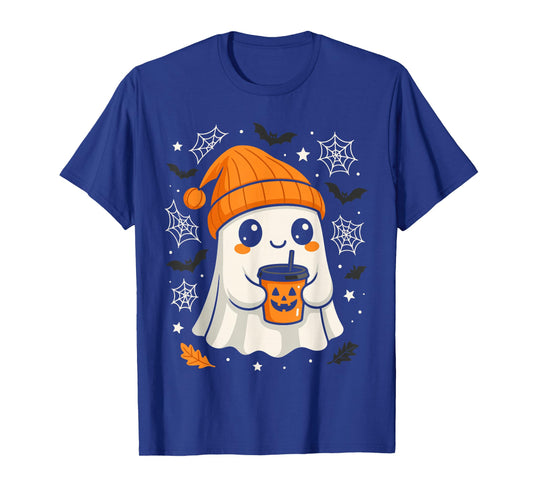 Halloween Little Ghost Coffee Tee, Cute Pumpkin Spice Fall T-Shirt