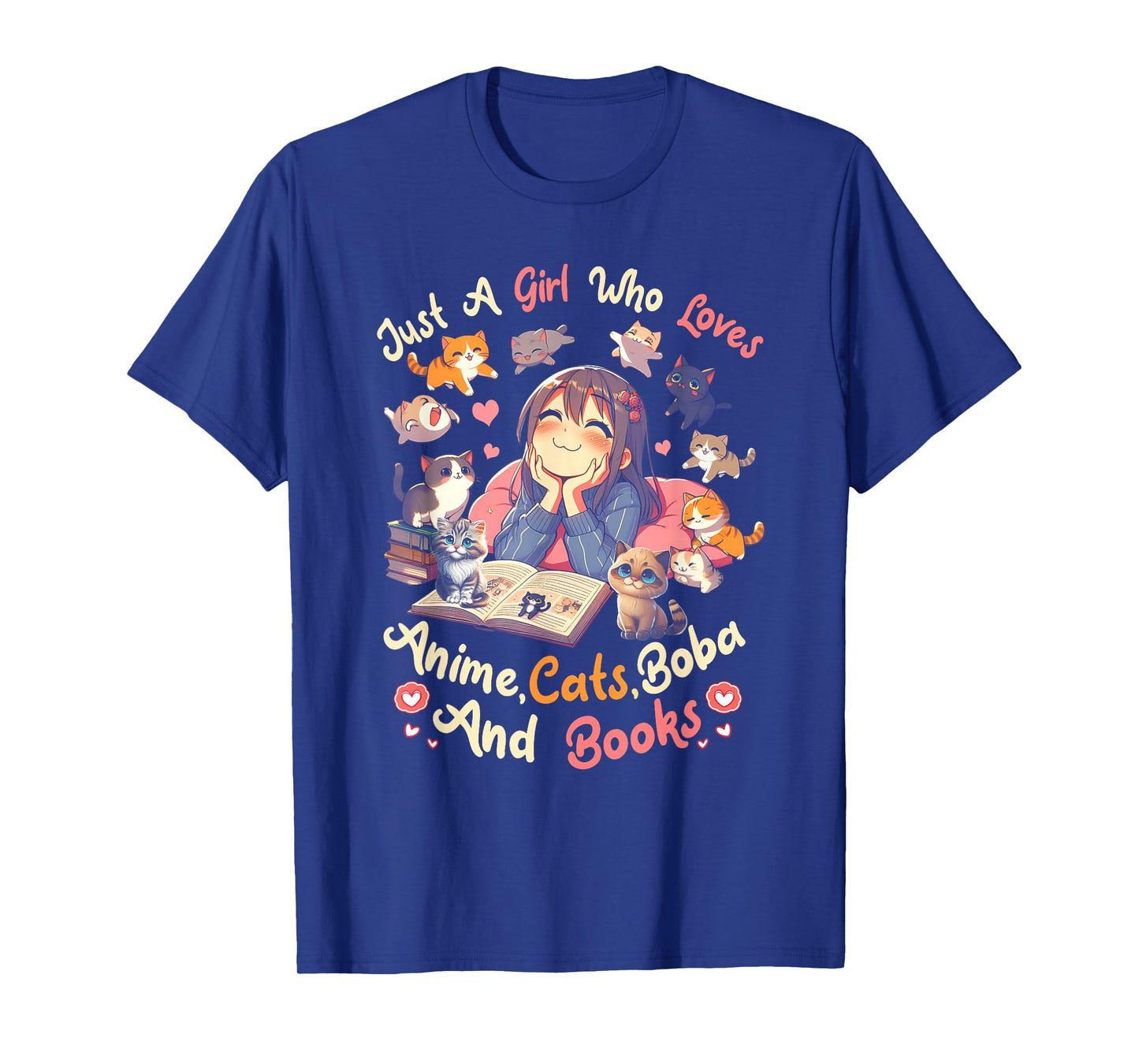 Just Girl Who Loves Anime Cats Boba And Books Bubble Tea T-Shirt