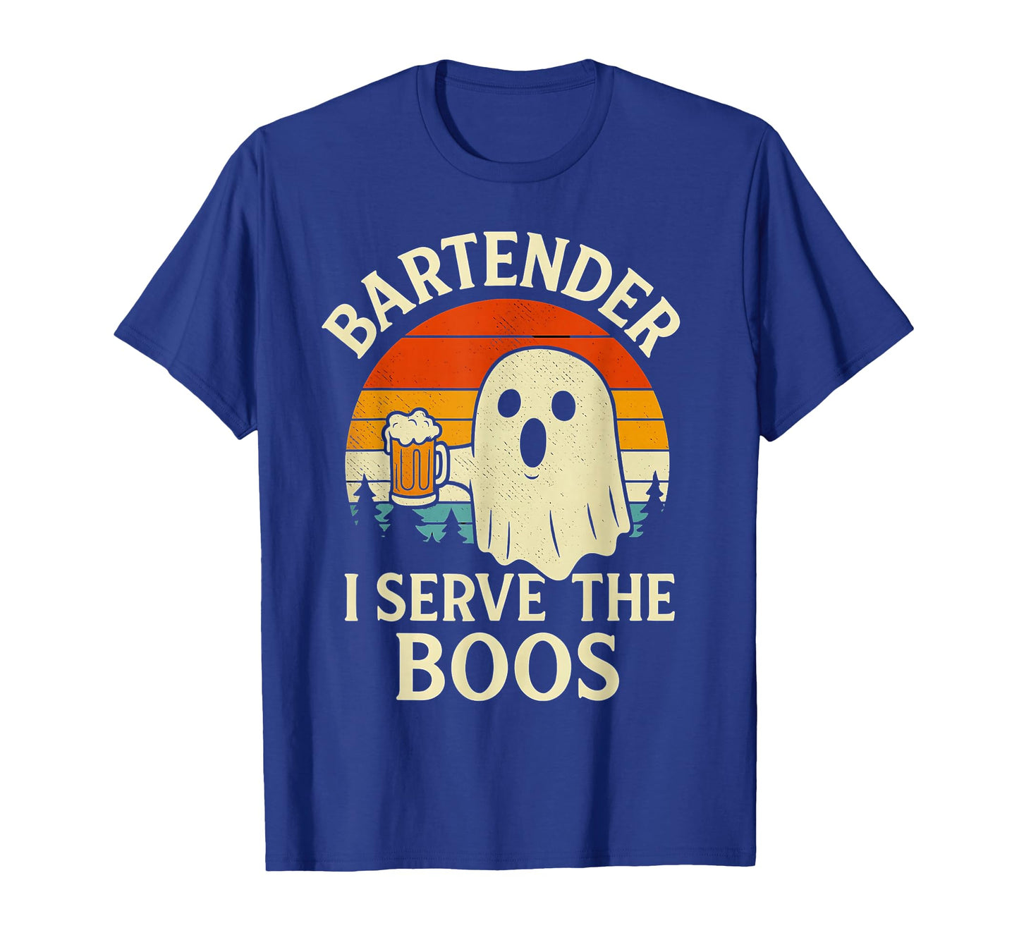 Halloween Bartender Ghost Serve Boos Funny Costume Men Women T-Shirt