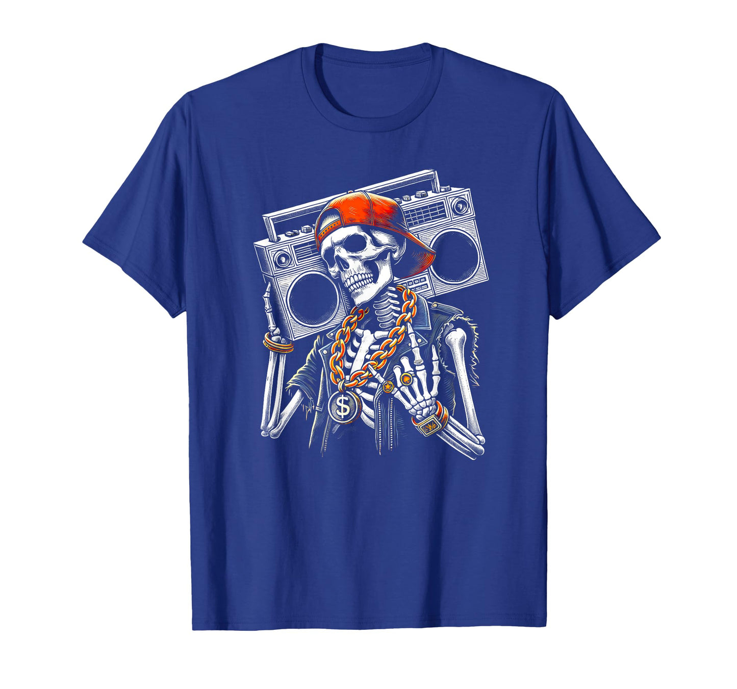 Skeleton Rocker Hand Horn Halloween Costume Cool Rock Music T-Shirt