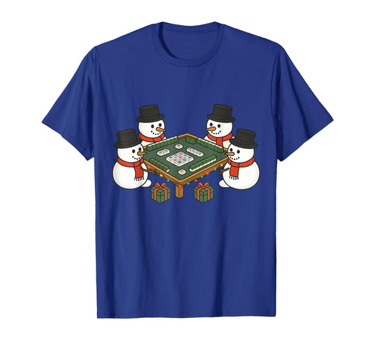 Snowman Playing Mahjong Funny Spooky Ghost Halloween Costume T-Shirt
