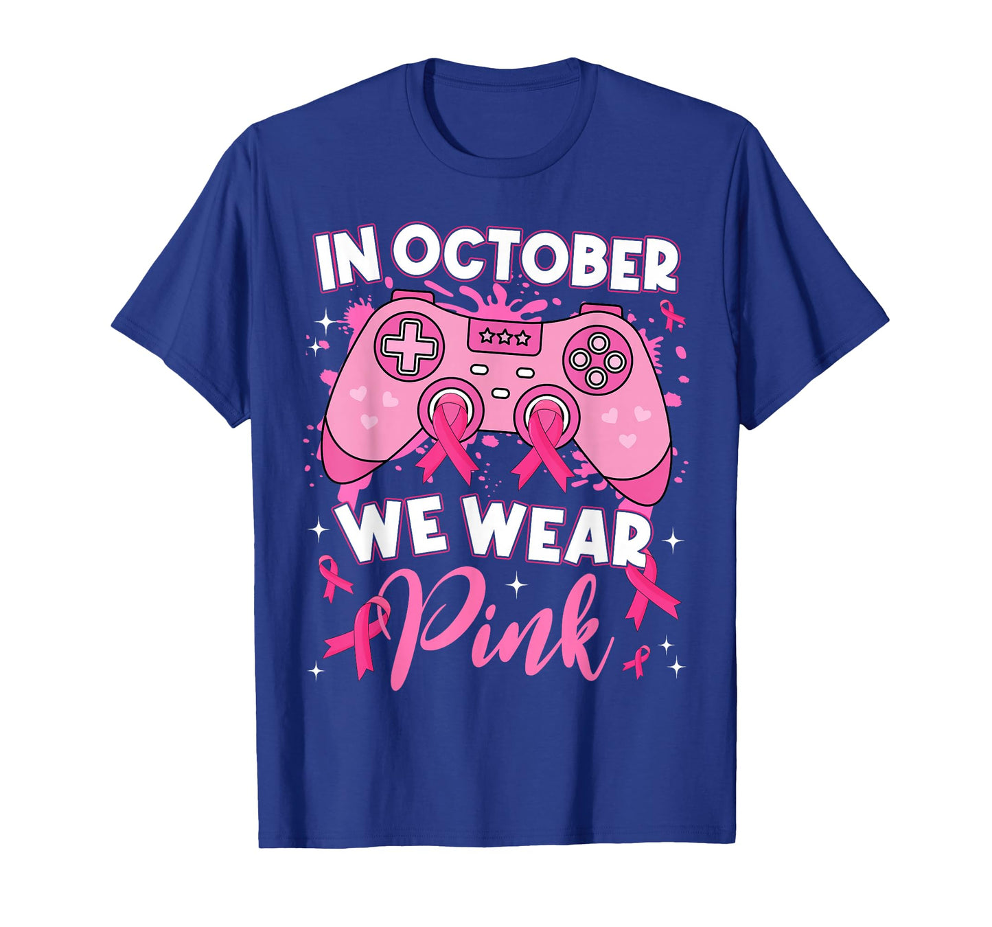 Gamer Gaming In October We Wear Pink Breast Cancer Boys Kids T-Shirt