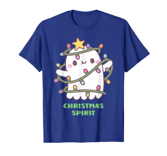 Funny Christmas Spirit, Cute Ghost With Christmas Lights Kid T-Shirt