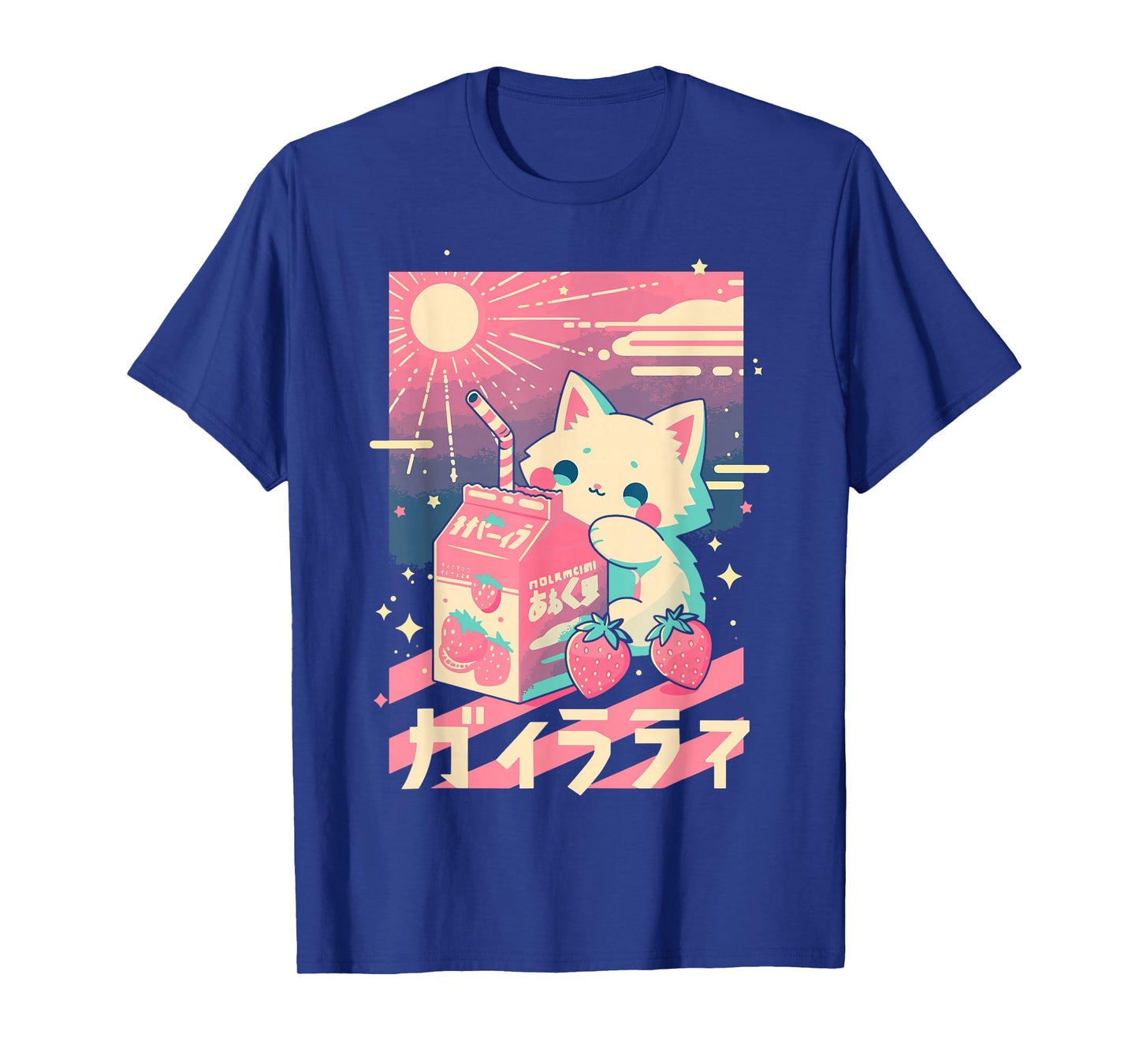 Cat Strawberry Milk Anime 90s Japanese Cat Japan T-Shirt