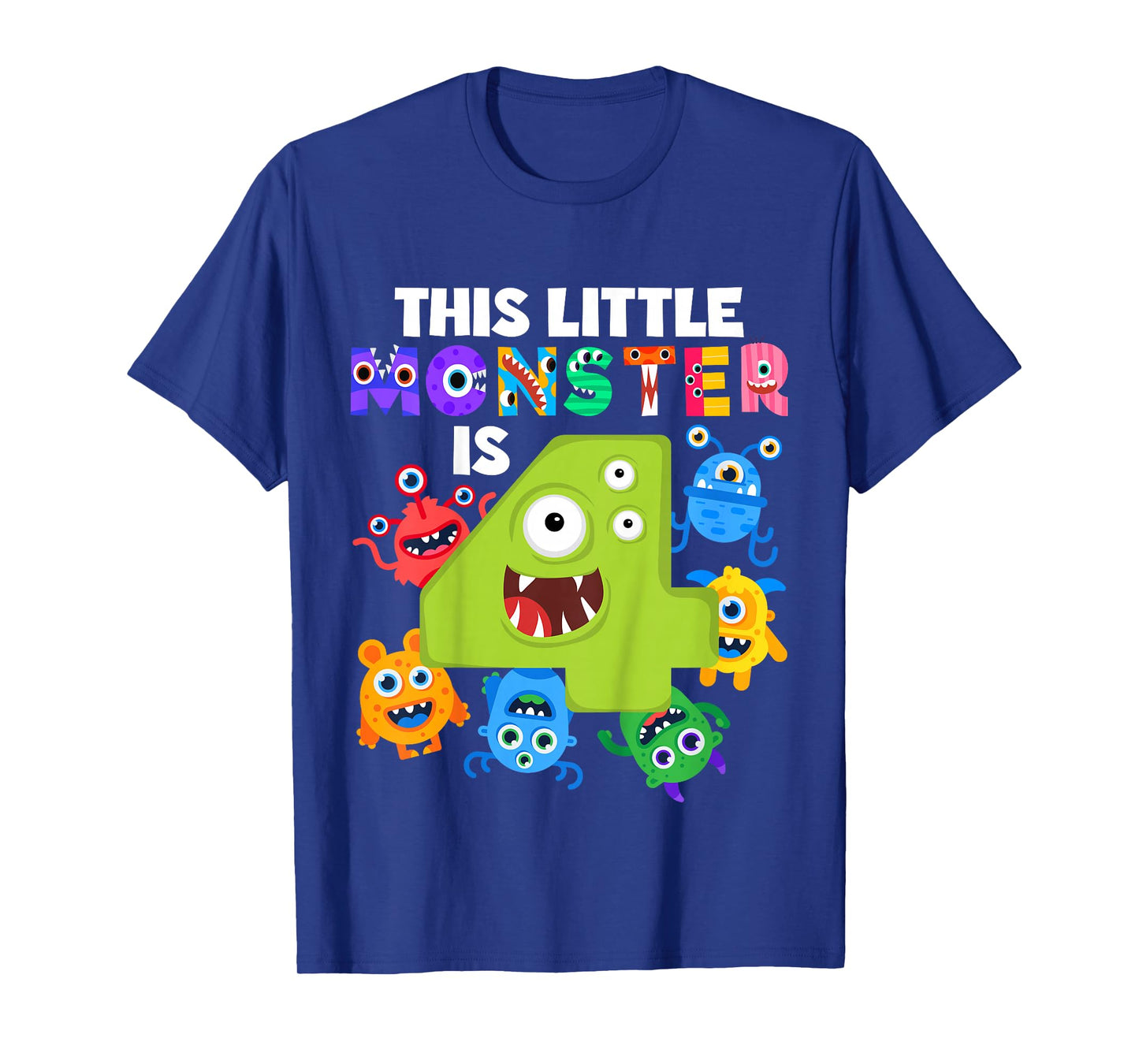 This Little Monster is 4 Four Years 4th Birthday Party Alein T-Shirt