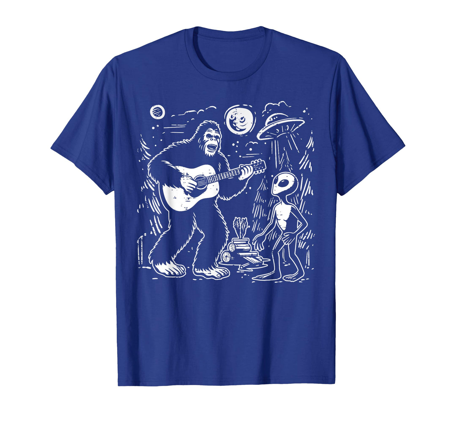 Alien Bigfoot Guitar Ufo Sasquatch Rock Men Boys Kids Women T-Shirt