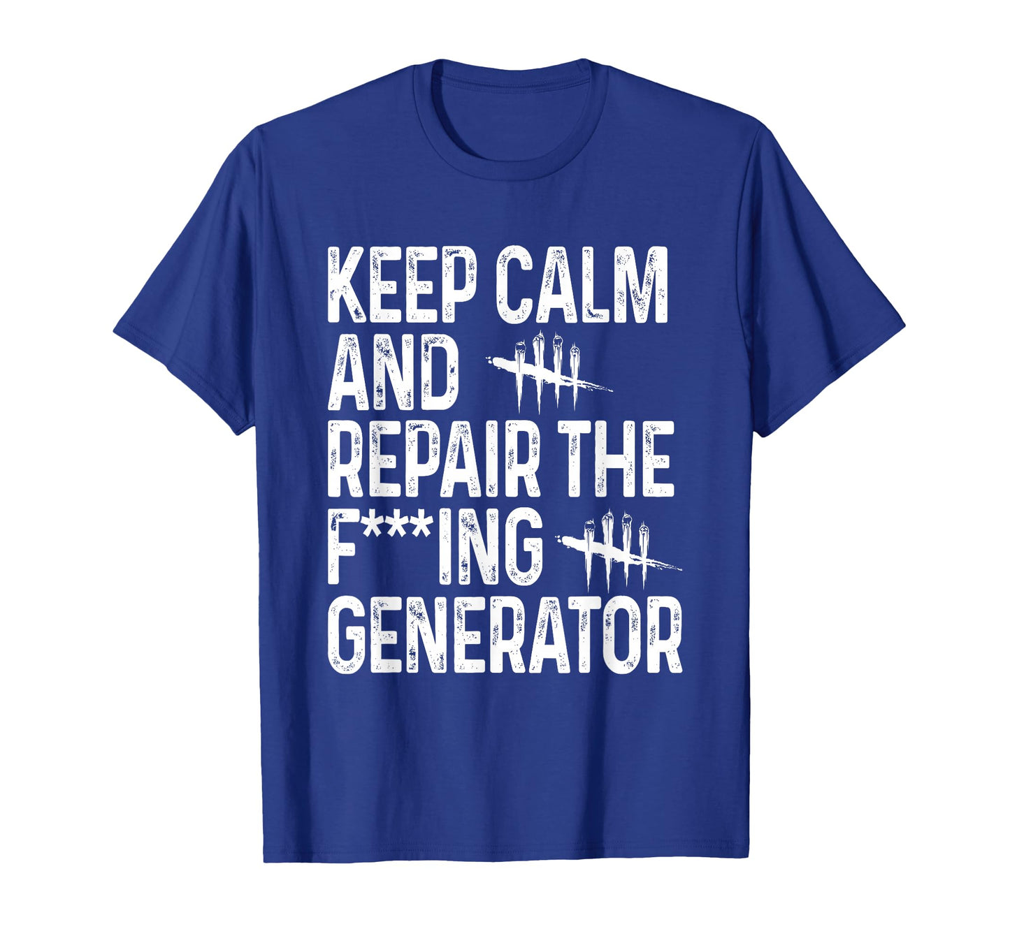 Kozmoz Studio Keep Calm And Repair The Generator Unisex-Adults Blue Short Sleeve T-Shirt