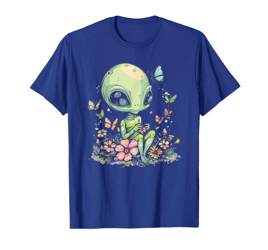 Cute Alien Girl With Flowers I Alien T-Shirt