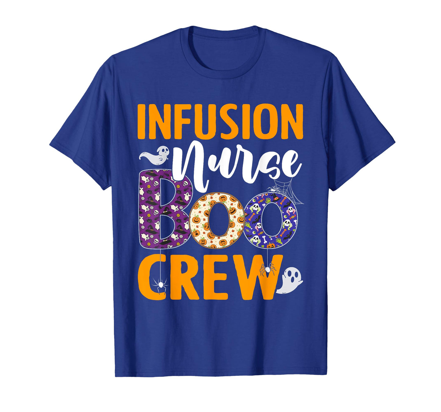 Infusion Nurse Boo Crew Scary Nurse Halloween Ghost Spider T-Shirt
