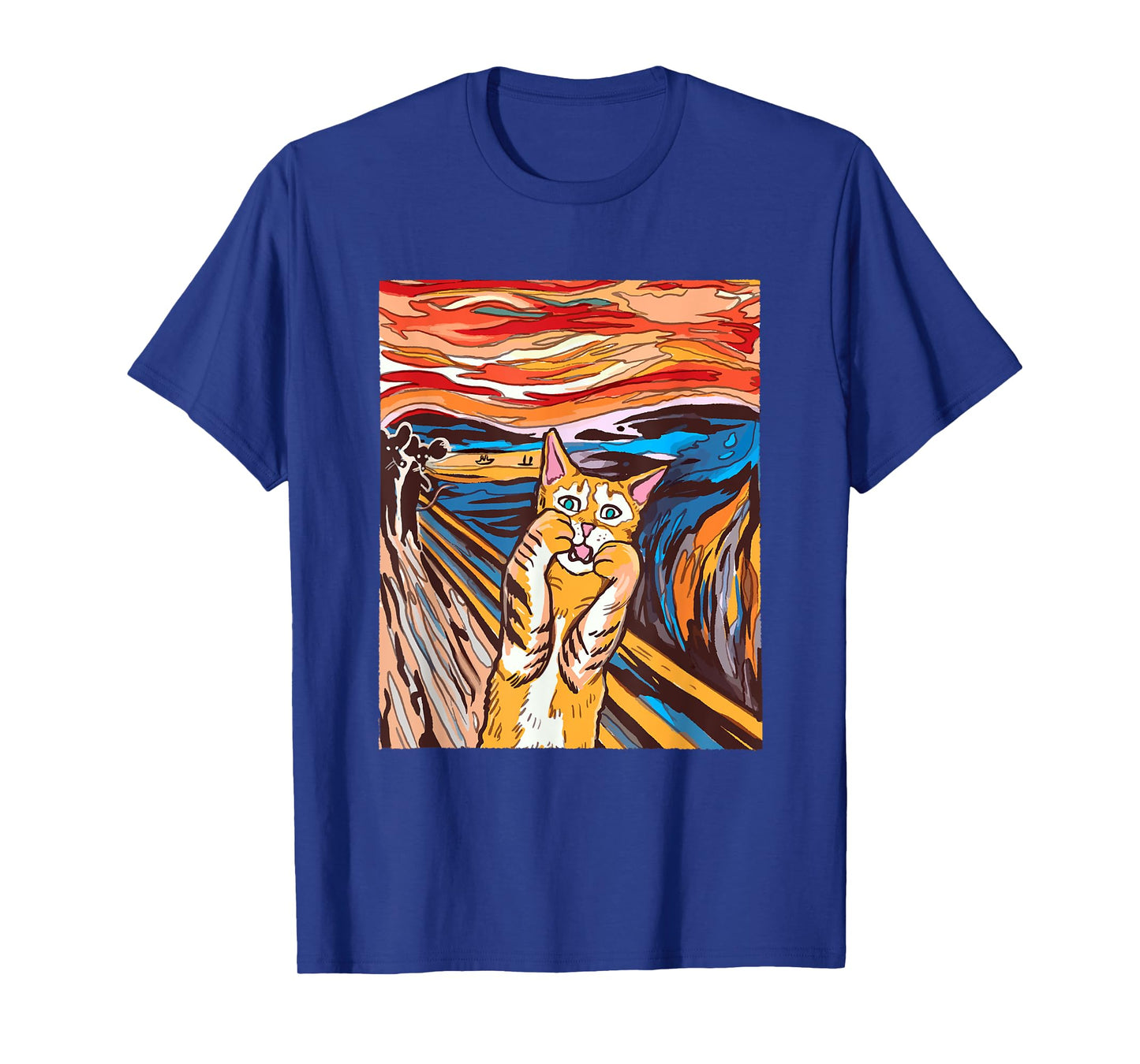 Funny Tabby Cat Painting The Scream of Munch Parody T-Shirt for Men Women Kids