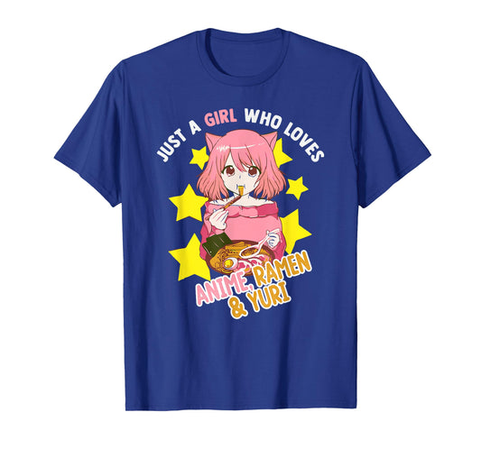 Just A Girl Who Loves Anime Ramen Yuri Lesbian Otaku Weeb T-Shirt