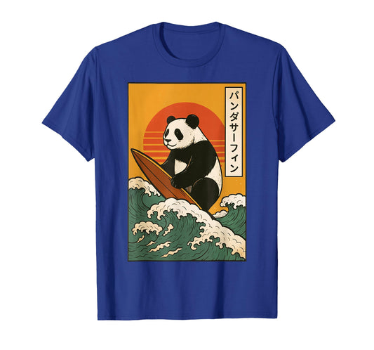 Panda Surfing Japanese Wave Great Wave T-Shirt