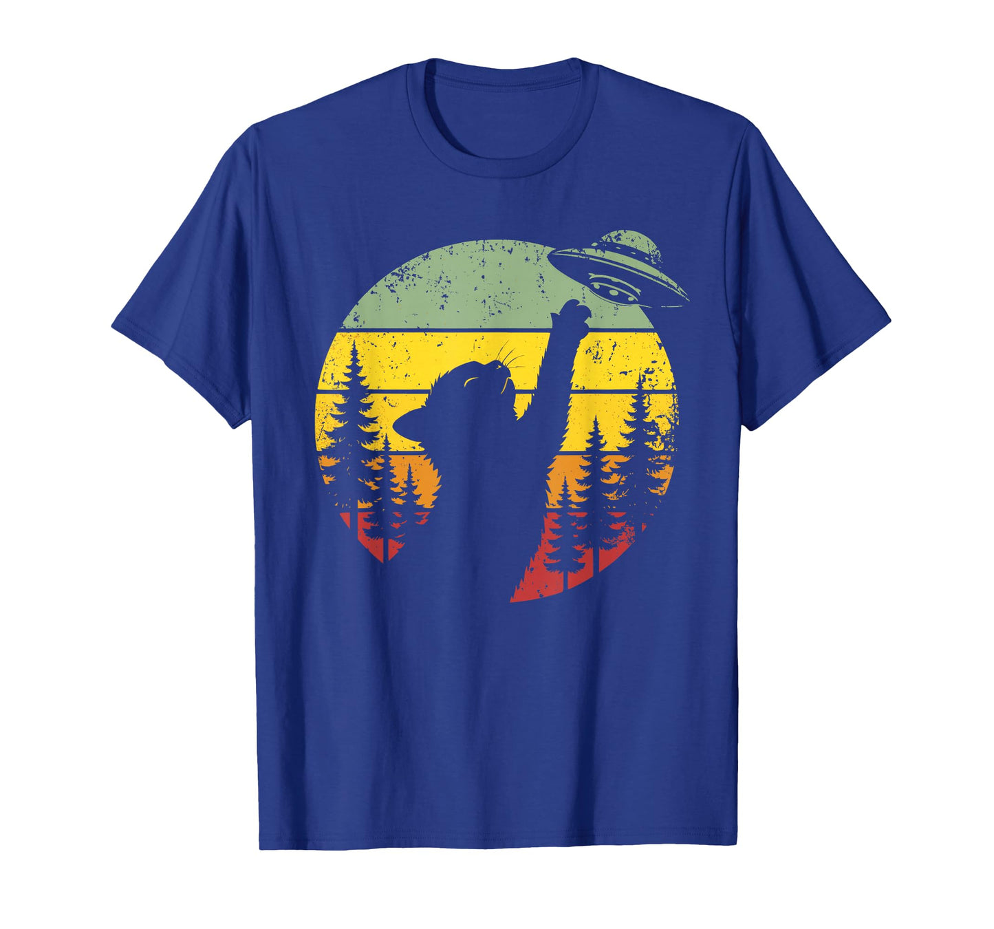Cat UFO Shirt Alien Spaceship Funny Vintage Space Humor T-Shirt