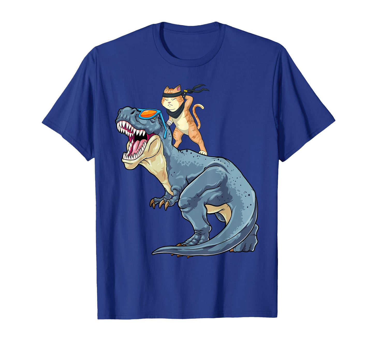 Samurai Cat Shirt - Retro Ninja Japanese Cat Dinosaur T-Rex T-Shirt