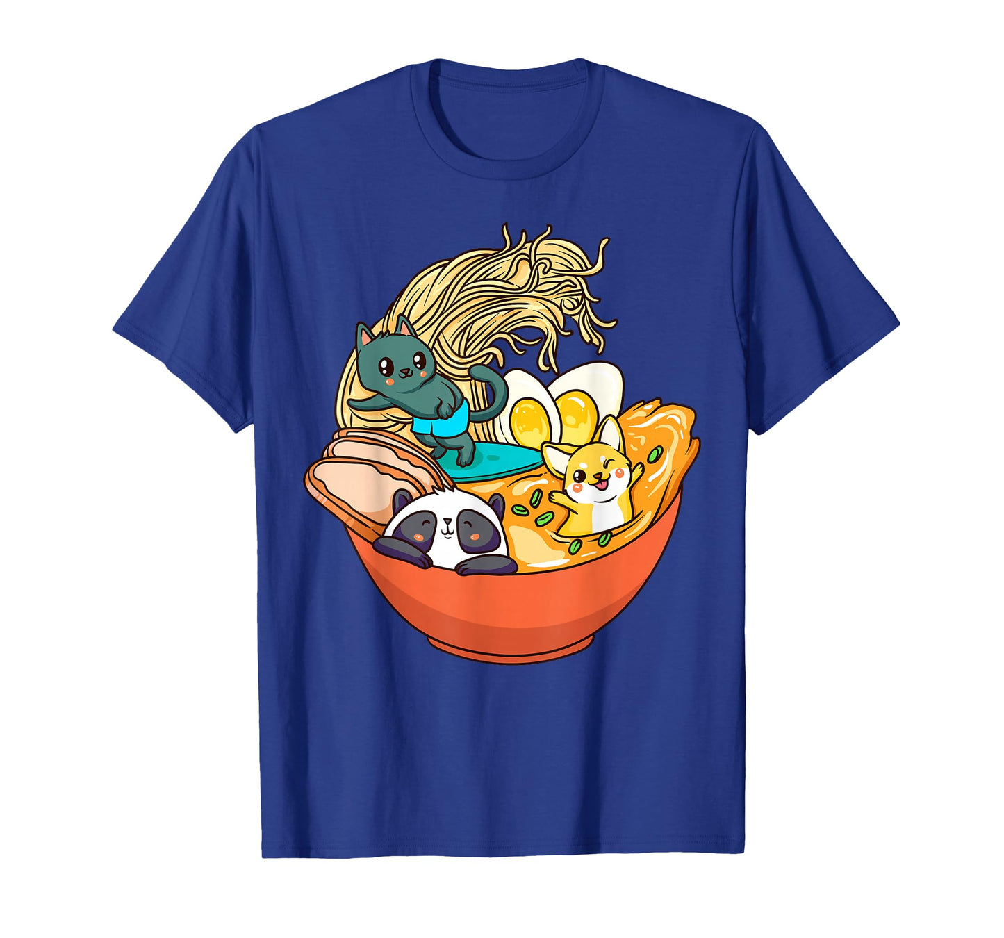 Cute Kawaii Cat Ramen Bowl Japanese Anime Panda Dog Noodle T-Shirt